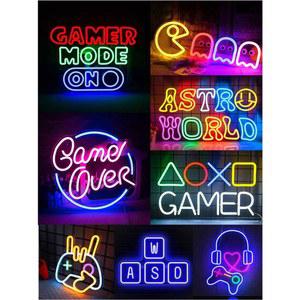 게임 꾸미기 게임방 조명 GAMER 네온사인 케릭터 42x15cm 손잡이 게임룸 카페