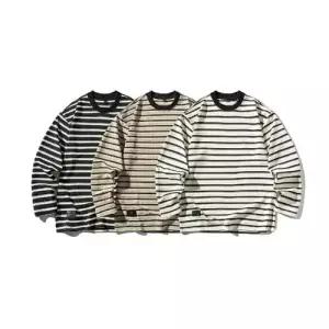 남친 데일리룩 라운드넥티 스트라이프 긴팔 티 라운드 빈지 유체 셔츠 스포M1