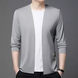 남성 캐주얼 댄디 솔리드 쿨링 헴라인 가디건 아우터 브이넥 카디건 셔츠 봄가을 SPO마켓3