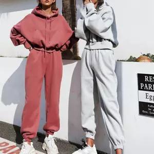 여성 스티치 기모 트레이닝 세트 크롭 후드 밴딩 팬츠 jOg3+6bgM