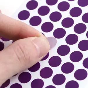 다이어리꾸미기 일기꾸미기 컬러 원형 스티커 60매세트 퍼플 10mm
