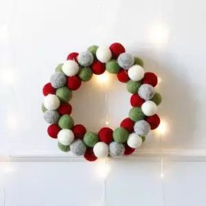 크리스마스장식소품 크리스마스 트리 장식용 동글동글한 펠트 리스 벽장식