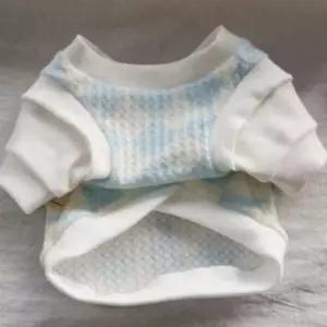 [반려] 강아지 구름 체크 조끼 티셔츠 블루 3XL 1P 맨투맨