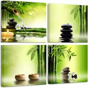 Pyradecor 모던 4 패널 스트레치 컨템포러리 젠 캔버스 홈 오피스 장식 거실 침실을 위한 월 아트에 완벽한