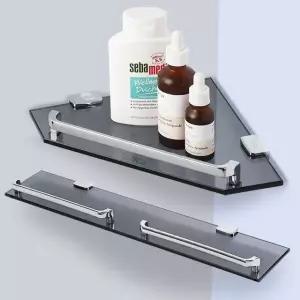 크롬블랙 욕실코너장 화장실꾸미기 모서리선반 타일벽