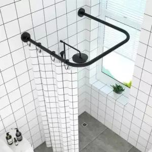 세트 키밍 욕실 샤워커튼봉 ㄷ자 코너 곡선봉 블랙 110cm