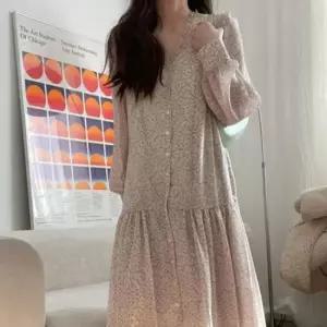 가을정장원피스 여성 봄 가을 브이넥 셔링 긴팔 롱 원피스 아이보리