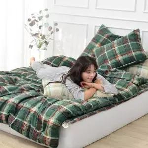 옥수수솜 국내생산 피노키오 체크 마이크로 워셔 침구 이불 패드 Q 보온성 3color 세트
