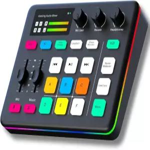 HOSONGIN 게이밍 오디오 믹서 프로 프리앰프 인터페이스 보이스 체인저 및 DJ 효과 48V 팬텀 파워 블루투스