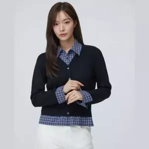 매장정품 PLASTIC ISLAND 플라스틱 아일랜드 체크셔츠 배색 가다건 PR4KG064 1306772