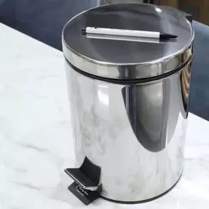 키친프리 스텐 페달 휴지통 5L 원형 쓰레기통 발판 욕실