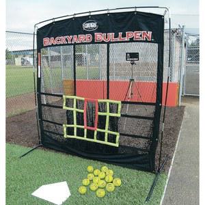 소프트볼 u2014 야구 스크린, 레이더 큐브, 휴대용 가방, 퍼펙트 피치 가죽 15개, 홈 플레이트용 저그스 뒷마당 불펜 패키지