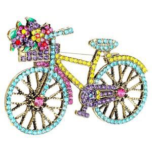 피리우오 자전거 브로치 핀, 빈티지 라인스톤 우아한 컬러풀 핀 클래식 장식 웨딩 패션 주얼리 액세서리 여성용