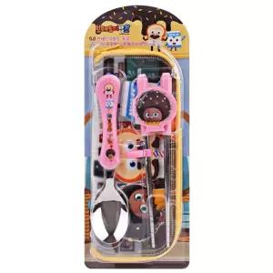 (힘찬)브레드이발소 초코 이지 교정용 수저케이스세트 (2단계)(집)(715115)젓가락 캐릭터 어린이 연습 연습