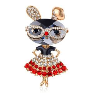 라인스톤 레이디 래빗 브로치 앙증맞은 귀여운 크리스마스 주얼리 크리스탈 부활절 토끼 라펠 핀 파티 의상 액세서리 졸업 기념품 선물 기념일 할로윈