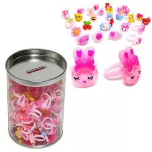 프리 사이즈 캐릭터 미니 반지 100P 깡통 악세서리