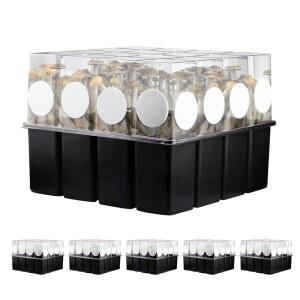 필터 디스크가 있는 모노튜브 5종 세트 43.5쿼트 버섯 재배 키트 채소 심기 트레이 씨앗 시작을 위한 미니 온실 발아 상자