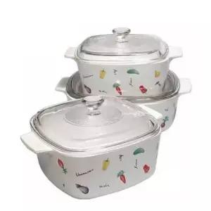 세라믹냄비 코닝 도자기 냄비 가정 찌개 직화 양수 사각세트