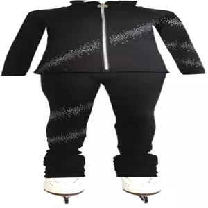 조이캔 걸스 블랙 피겨 스케이팅 트레이닝복 세트 다이아몬드 플러시 웜 어드밴스드 스케이팅복