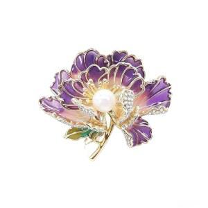 여성용 플라워 펄 브로치 핀과 크리스탈 라인스톤 라펠 핀 결혼식 파티 무도회 드레스 코트용 골드 톤 해바라기