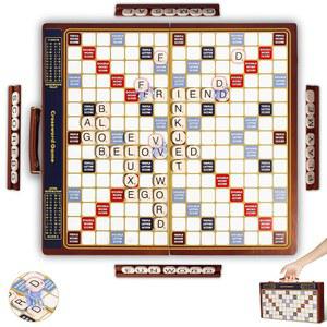 자석 문자 타일이 있는 크로스워드 게임 휴대용 보드에 접이식 보드 회전식 나무 보드가 럭셔리 에디션 워드 빌드 2-4인용 교육용 패밀리 보드게임