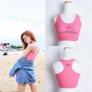 [2개구성] 주드비비안 핑크 래쉬가드 크롭 슬리브리스 캐쥬얼 비치웨어 체리페리 DUWE2CCD1