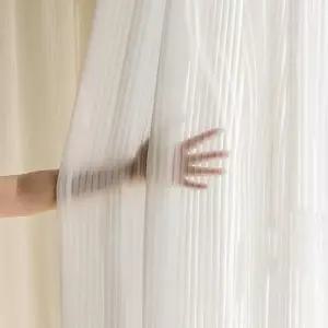 흡음커튼 방음 커튼 블라인드 쉬폰 화이트 Tulle 거실 패션 줄무늬 수직 쉬어 투명