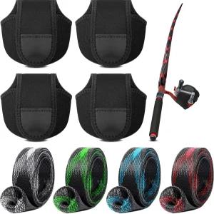 스랏테 8팩 낚싯대 소매 릴 백 캐스팅 양말 커버 보호 낚시용 케이스 땋은 망 보호대 미끼 바다 플라이