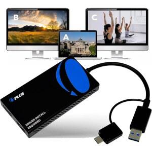 듀얼 모니터용 OREI 스플릿 익스텐디드 HDMI 스플리터 확장 디스플레이 - 멀티 모니터 3 별도 화면 2.0 4K@30Hz 출력 1 1080p 2에 USB A USB-C 어댑터 Windows Mac OS G용