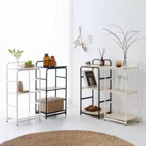 [마이모노샵][마이모노샵] 주방 다용도실 서재 베란다 철제 원목상판 3단 선반 테이블 (17055296)