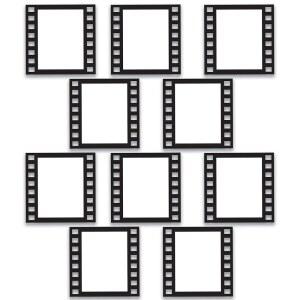 Beistle 10피스 맞춤형 필름 스트립 사진 부스 재미있는 액자, 12인치 할리우드 영화 테마 파티 용품, 1900년부터 미국에서 제작됨