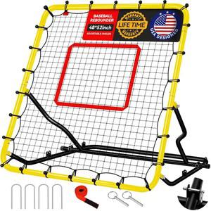 야구 리바운드 네트 48인치 x 52인치 백 네트, 3개의 조절 가능한 각도, 4개의 스테이킹이 안티 UV 이지 스토리지 수비 트레이너, 실내 야외용 배구 소프트볼 피치 리바운더