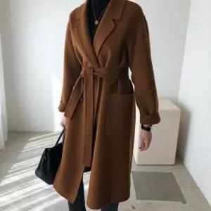 루즈핏 더블 자켓 벨트 핸드메이드 포켓 롱 코트 자켓 (6213317A)