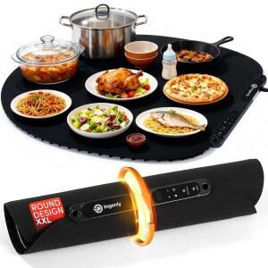 음식용 원형 XXL 워밍 매트 - 블랙 컬러 음식 파티 뷔페에 완벽한 워머 케이터링 뷔페 피에스타 가족 식사를 위한 음식을 따뜻하게 유지하는 접이식