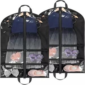 KEIGH 댄스 의상용 클리어 의류 가방 40인치 옷장 보관용 옷걸이 경연대회용 지퍼 포켓 4개 발레 극장용