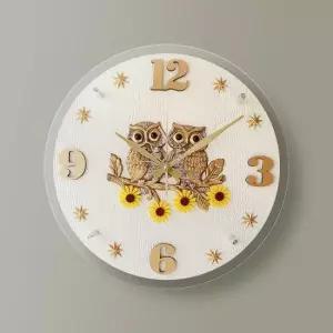 해바라기벽시계 돈들어와요 해바라기 부엉이 화이트 무소음 벽시계