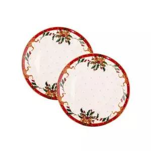 홈파티식기 크리스마스 접시 연말 홈파티 플레이팅 19cm 2p 세트