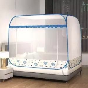 원터치 모기장 200x180cm 블루플라워 접이식모기장 폴딩모기장