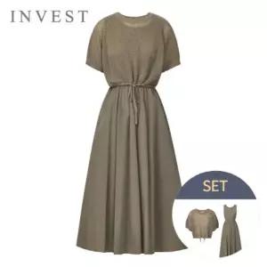[인베스트] 베이직 슬리브리스 원피스+니트 세트_IN6M1OP3401