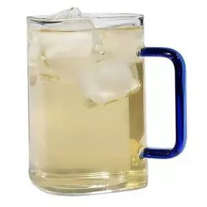 유리 커피 머그잔 550ML 파란색 물컵 핸드메이드 찻잔 블루