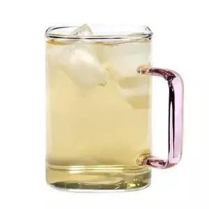 찻잔 물컵 커피잔 유리 머그컵 파스텔 색상 핑크 550ML 스타일리시 컵