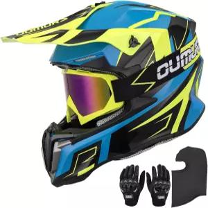 고글 장갑과 마스크 조절 가능한 선바이저 오토바이 헬멧 오프로드 모토크로스 다운힐 모프드 MX를 갖춘