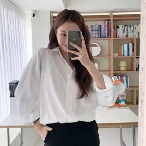 [옷자락]여자 봄신상 간절기 여유핏 카라넥 폴리 블라우스