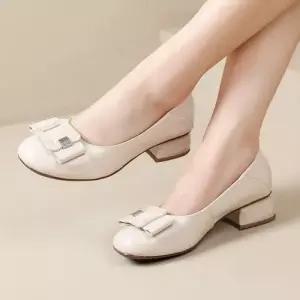 여친 가을 로퍼 사뿐 미끄럼 가죽 화 방지 굽 플랫 미들 라운드 통굽 단화 4계절 SPO마켓3