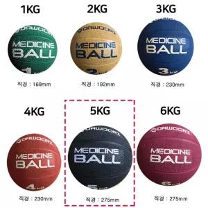 DWR 고무 코팅 메디신볼 5kg 전신 운동용 웨이트볼 헬스볼 스트레칭볼