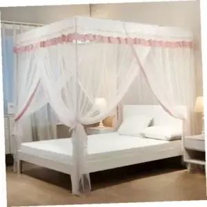 캐노피모기장 체크커튼형침대모기장(150x200cm)(핑크)