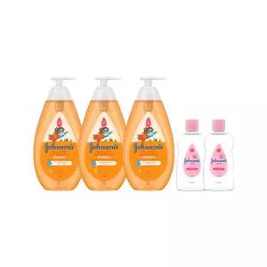 존슨즈 키즈 소프트 앤 스무디 샴푸 500ml, 3개 베이비오일 125ml, 2개