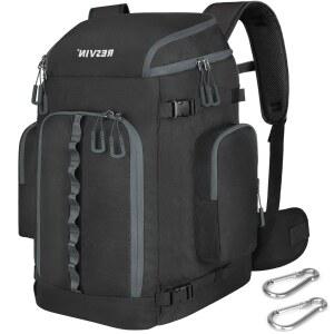 eAj 레스빈 스키 부츠백, 65L 내구성 여행용 백팩, 1680D 나일론 방수 스노보드 부츠백, 헬멧, 고글, 장갑, 아우터 및 액세서리용 스키 및 스노보드 여행용 수하물