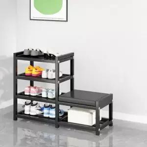 현관슬림신발장 철제 현관 벤치 신발장 수납장 L형 4단 40cm