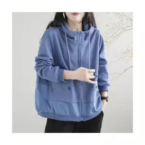 여자 코트 하프 원템1 숏이면 긴팔 후드 상의 가을 빅사이즈 패치 빈티지 봄